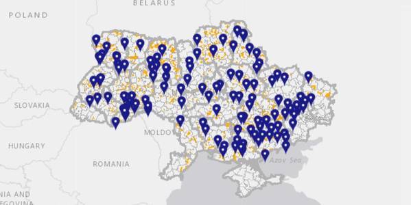 Map of innovative hromadas-participants of “E-Solutions for Hromadas” project created 