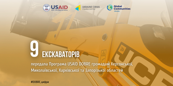 Дев’ять громад отримали екскаватори від Програми USAID DOBRE