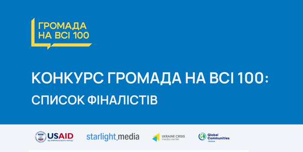 Конкурс «Громада на всі 100»: став відомий список фіналістів