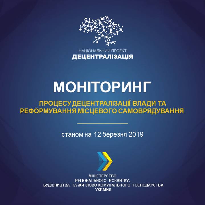 Моніторинг процесу децентралізації та реформування місцевого самоврядування станом на 12 березня 2019 року