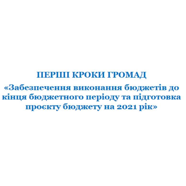 ПЕРШІ КРОКИ ГРОМАД «Забезпечення виконання бюджетів до кінця бюджетного періоду та підготовка проєкту бюджету на 2021 рік»
